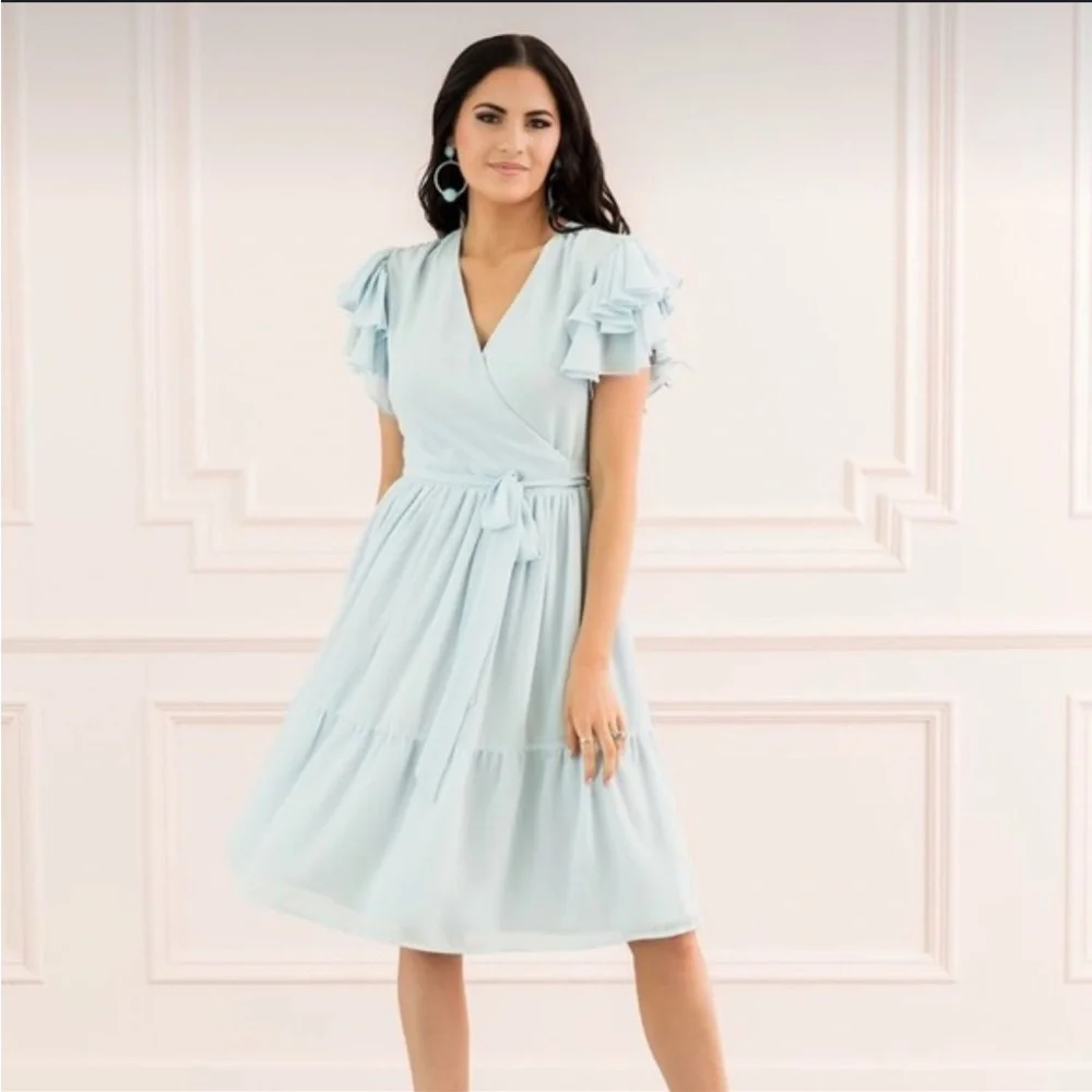 Rachel Parcell Light Blue Ruffle Dress - Picture 1 of 10